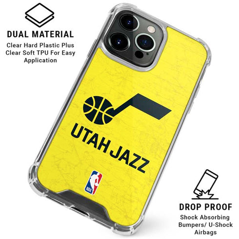 NBA Utah Jazz Yellow Texture iPhone 15 Pro Clear Case